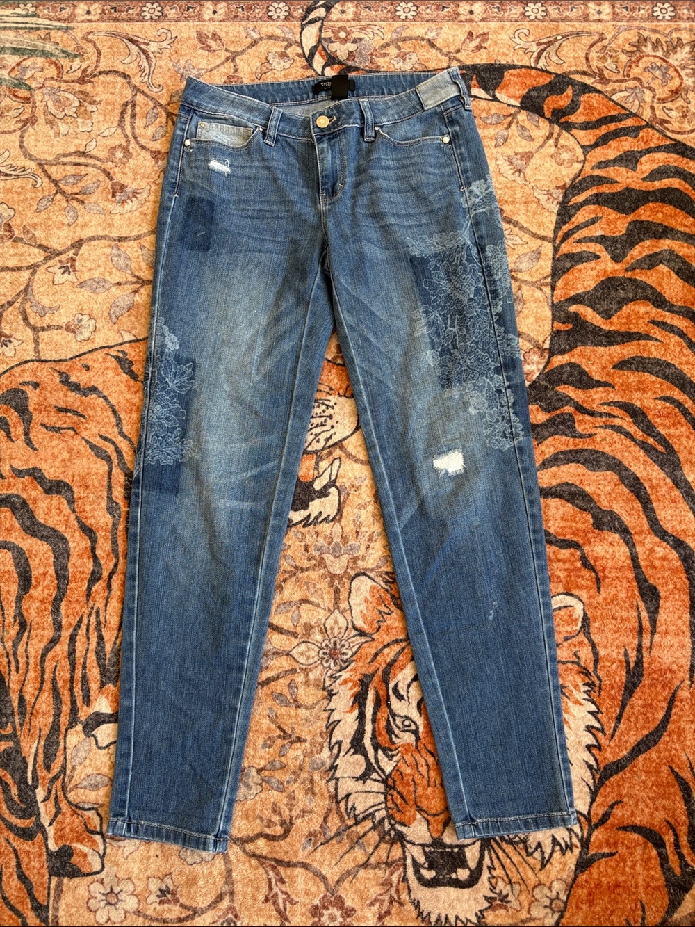 Women’s Blue Distressed Slim Jeans